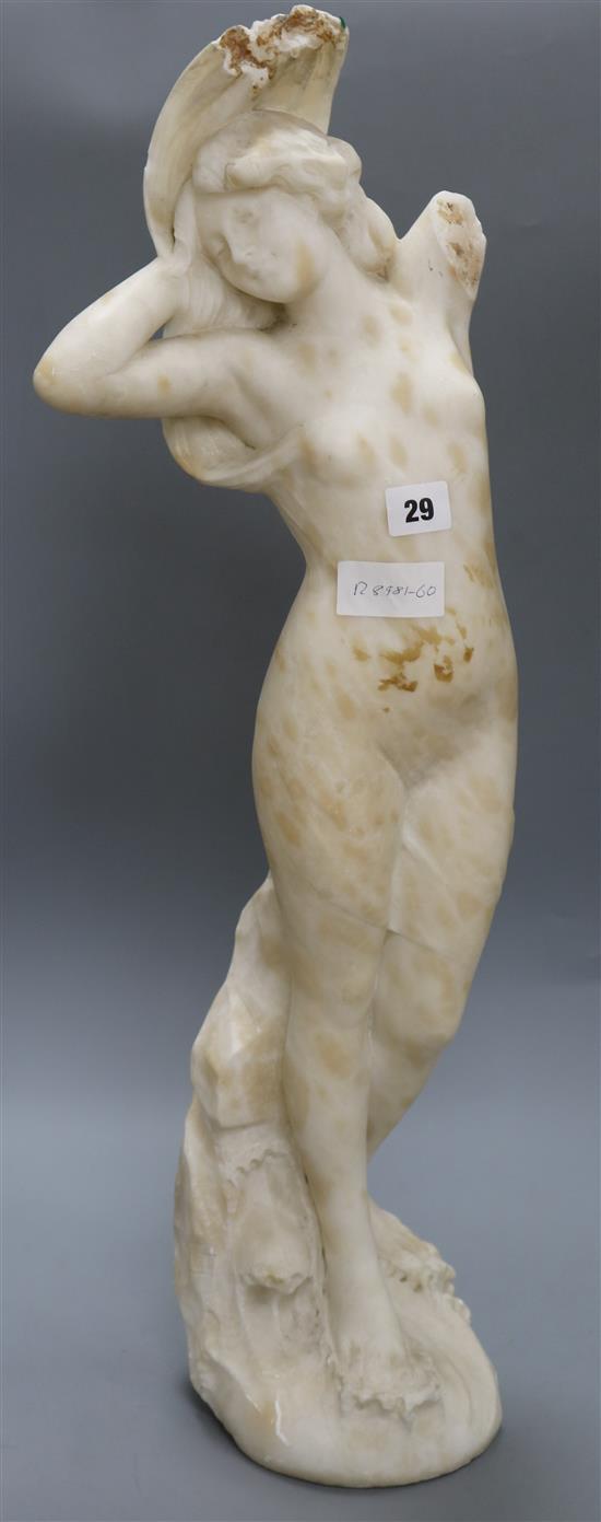 An Art Nouveau alabaster figure of a lady, signed E. Battiolia, marked Firenze